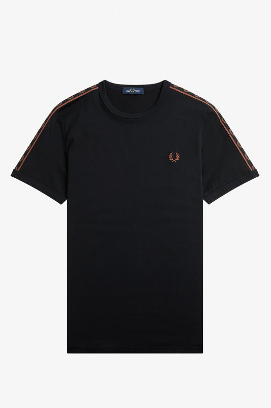 FRED PERRY CONTRAST TAPE RINGER T-SHIRT - BLACK