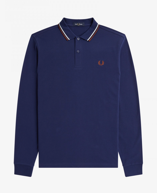 Fred Perry LS Twin Tipped Polo - Navy