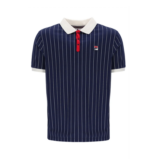 FILA STRIPED POLO - GARDENIA/NAVY/RED