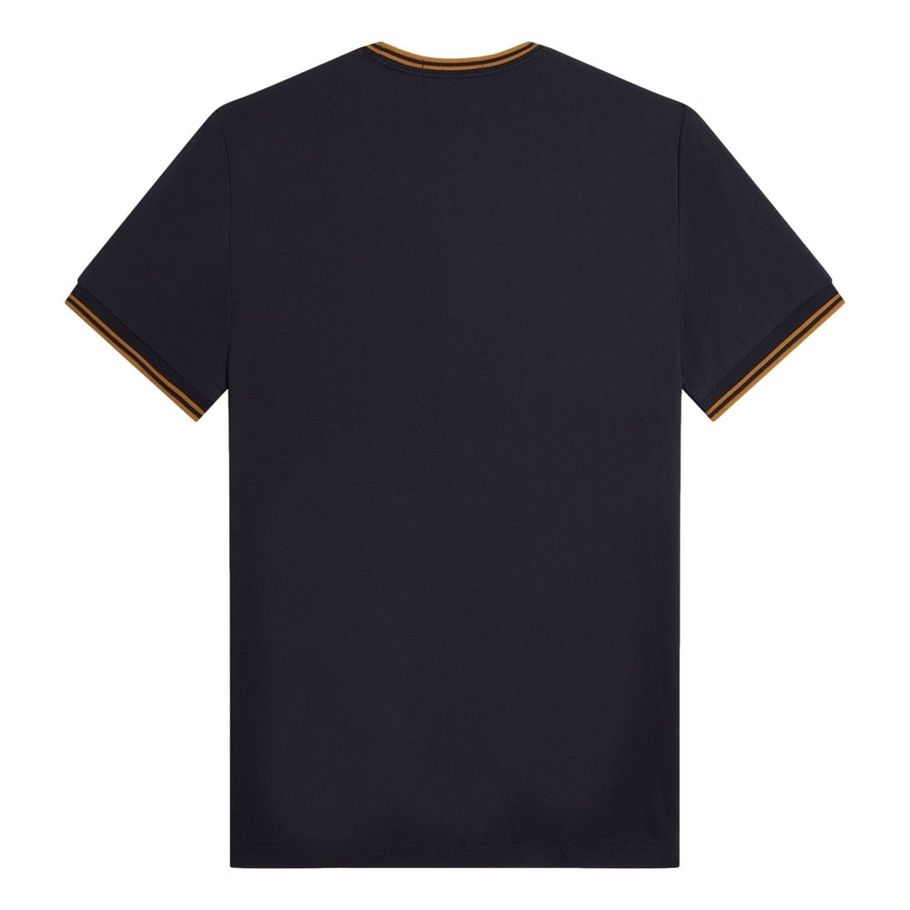 FRED PERRY TWIN TIPPED T-SHIRT - NAVY/DK CARA